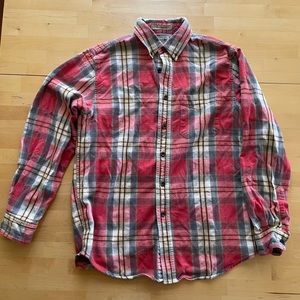 Pink Vintage LL Bean Women's Flannel Shirt | Men's Size Small/Women's Medium